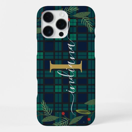 Plaid Rustic Monogram Script Krans Tartan iPhone Hoesje (Achterkant)
