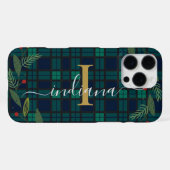 Plaid Rustic Monogram Script Krans Tartan iPhone Hoesje (Achterkant horizontaal)