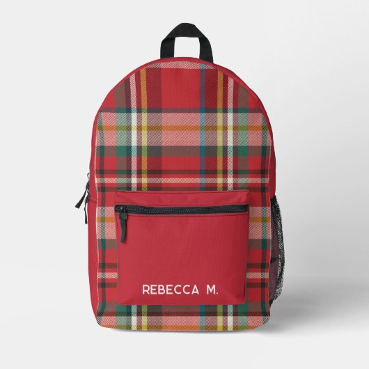 Plaid Rustic Preppy Red Gepersonaliseerd Bedrukte Rugzak (Voorkant)