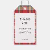 Plaid Rustic Red Check Vrijgezellenfeest Bedankt Cadeaulabel (Voorkant)