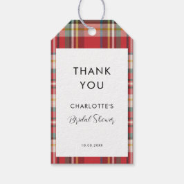 Plaid Rustic Red Check Vrijgezellenfeest Bedankt Cadeaulabel