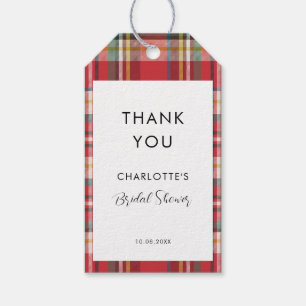Plaid Rustic Red Check Vrijgezellenfeest Bedankt Cadeaulabel