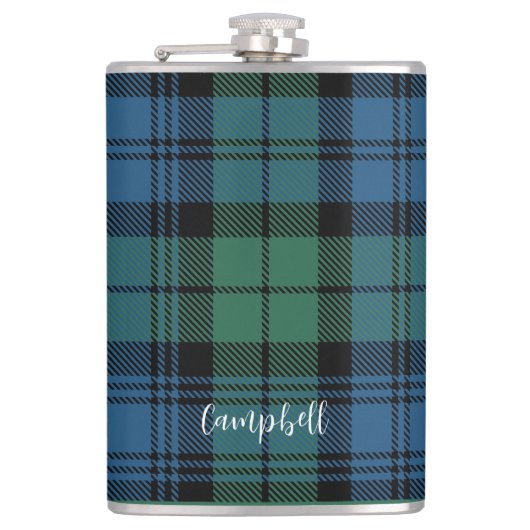 Plaid Rustic Schrift Campbell Tartan Op Maat Heupfles (Voorkant)