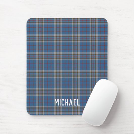 Plaid Rustic Thompson Blue Grey Check Tartan Muismat (Met muis)