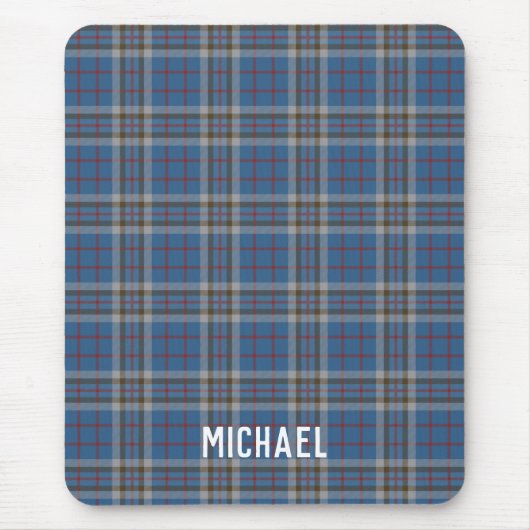 Plaid Rustic Thompson Blue Grey Check Tartan Muismat (Voorkant)