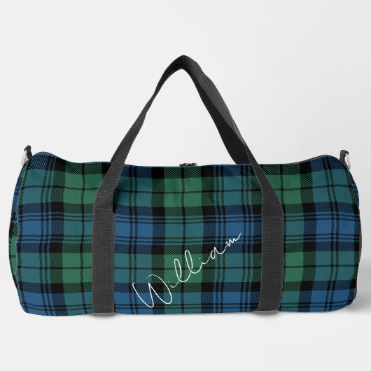 Plaid Rustiek Campbell Groen Blauw Monogram Tartan Plunjezak (Voorkant)
