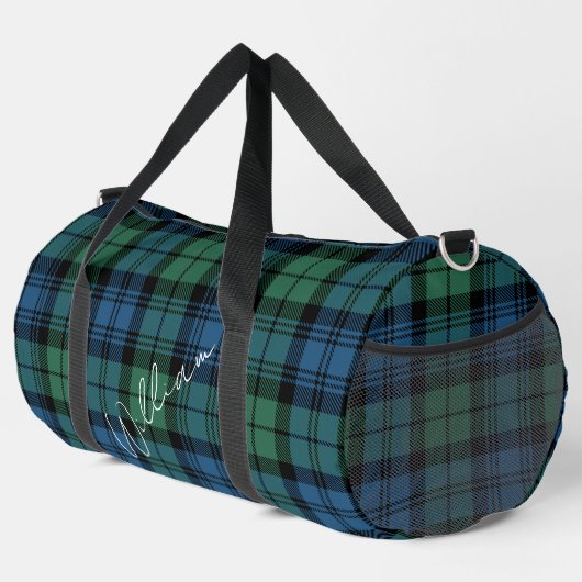 Plaid Rustiek Campbell Groen Blauw Monogram Tartan Plunjezak (Rechterhoek)