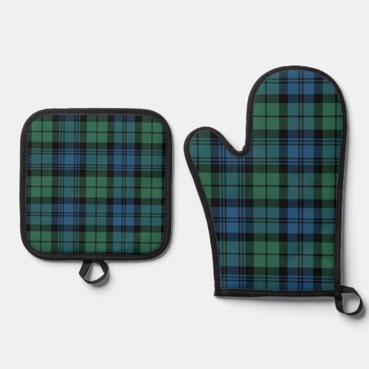 Plaid Rustiek Groen Blauw Elegant Campbell Tartan Ovenwant & Pannenlap Set (Voorkant)