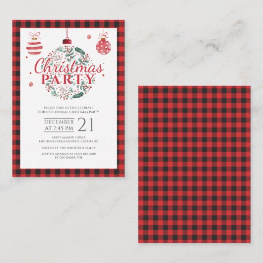 Plaid Rustiek kerstfeest Notitiekaartje (Voorkant / Achterkant)