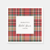 Plaid Rustiek Rood Check Vrijgezellenfeest Papier Servet (Voorkant)