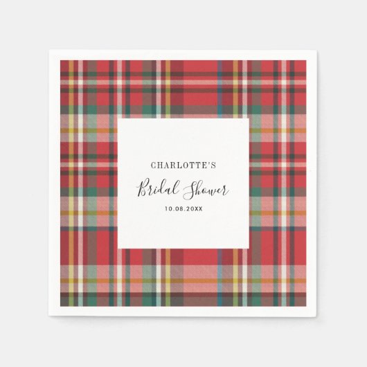 Plaid Rustiek Rood Check Vrijgezellenfeest Papier Servet (Voorkant)