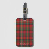 Plaid Rustiek Rood en Groen Stewart Tartan Bagagelabel (Voorkant (verticaal))