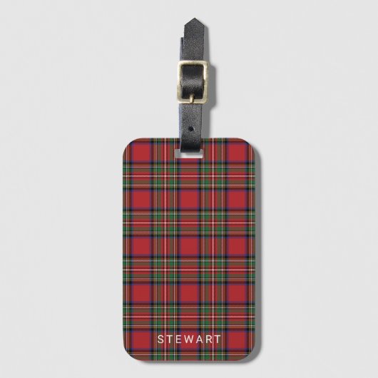Plaid Rustiek Rood en Groen Stewart Tartan Bagagelabel (Voorkant (verticaal))