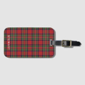 Plaid Rustiek Rood en Groen Stewart Tartan Bagagelabel (Voorkant (horizontaal))