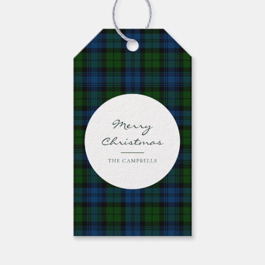 Plaid Rustiek Script Campbell Militair Tartan Cadeaulabel (Voorkant)