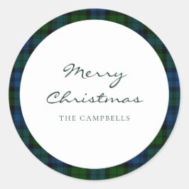 Plaid Rustiek Script Campbell Militair Tartan Ronde Sticker