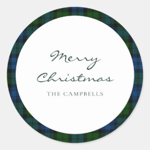 Plaid Rustiek Script Campbell Militair Tartan Ronde Sticker