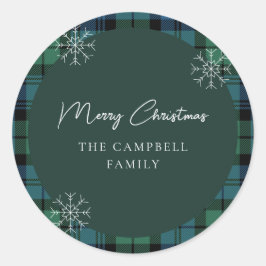 Plaid Rustiek Script Elegant Campbell Tartan Ronde Sticker