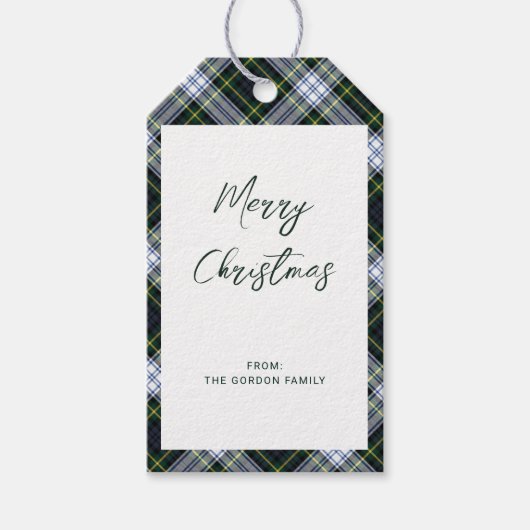Plaid Rustieke Clan Gordon Tartan Vrolijk Kerstfee Cadeaulabel (Voorkant)