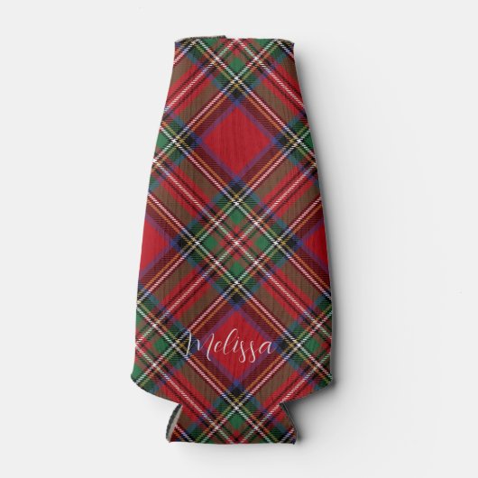 Plaid Rustieke Classic Stewart Tartan Gepersonalis Flesjeskoeler (Voorkant)