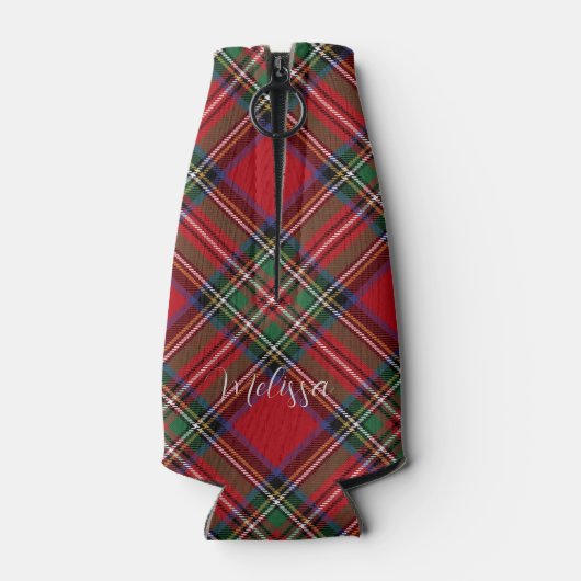Plaid Rustieke Classic Stewart Tartan Gepersonalis Flesjeskoeler (Achterkant)