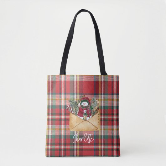 Plaid Rustieke Feestdagen Gepersonaliseerd Schatti Tote Bag (Voorkant)