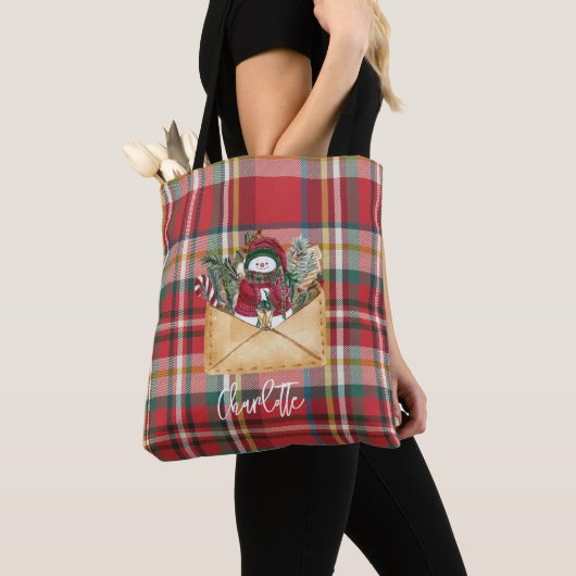 Plaid Rustieke Feestdagen Gepersonaliseerd Schatti Tote Bag (Dichtbij)
