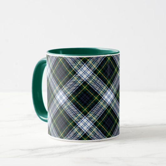 Plaid Rustieke Groene Witte Clan Gordon Tartan Mok (Voorkant links)