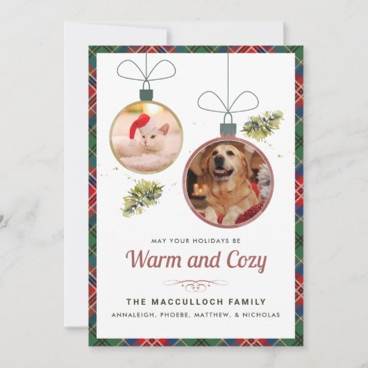 Plaid Rustieke Huisdier Foto MacCulloch Tartan Ker Feestdagenkaart (Voorkant)