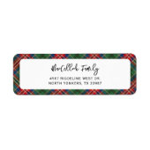 Plaid rustieke Tartan rood retouradres Etiket (Voorkant)