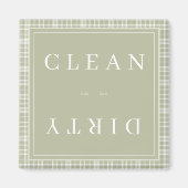 Plaid Sage Groene Schone of Vuile Vaatwasser Magneet (Voorkant)