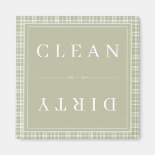 Plaid Sage Groene Schone of Vuile Vaatwasser Magneet