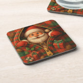 Plaid Santa Claus Christmas Design  Bier Onderzetter (Linkerzijde)