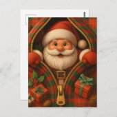 Plaid Santa Claus Christmas Design  Briefkaart (Voorkant / Achterkant)