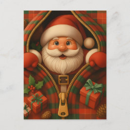 Plaid Santa Claus Christmas Design  Briefkaart