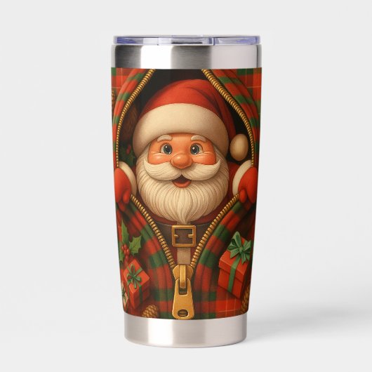 Plaid Santa Claus Christmas Design  Geïsoleerde Drinkbeker (Voorkant)