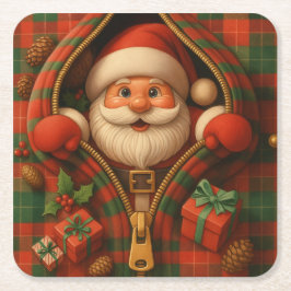 Plaid Santa Claus Christmas Design  Kartonnen Onderzetters