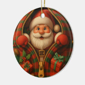 Plaid Santa Claus Christmas Design  Keramisch Ornament (Links)