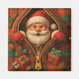 Plaid Santa Claus Christmas Design  Magneet