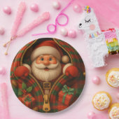 Plaid Santa Claus Christmas Design  Papieren Bordje (Feest)