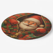 Plaid Santa Claus Christmas Design  Papieren Bordje (Gekanteld)