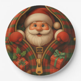 Plaid Santa Claus Christmas Design  Papieren Bordje