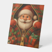 Plaid Santa Claus Christmas Design Reclamebord Met Voetstuk (Voorkant)