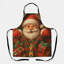 Plaid Santa Claus Christmas Design  Schort