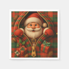Plaid Santa Claus Christmas Design  Servet