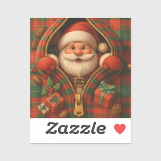 Plaid Santa Claus Christmas Design  Sticker (Vel)