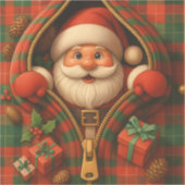 Plaid Santa Claus Christmas Design  Sticker (Voorkant)