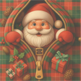 Plaid Santa Claus Christmas Design  Sticker