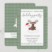 Plaid Santa rendier vakantie feest corporate Inv Kaart (Voorkant / Achterkant)