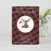 Plaid Santa rendier vakantie feest zakelijk Kaart (Staand voorkant)
